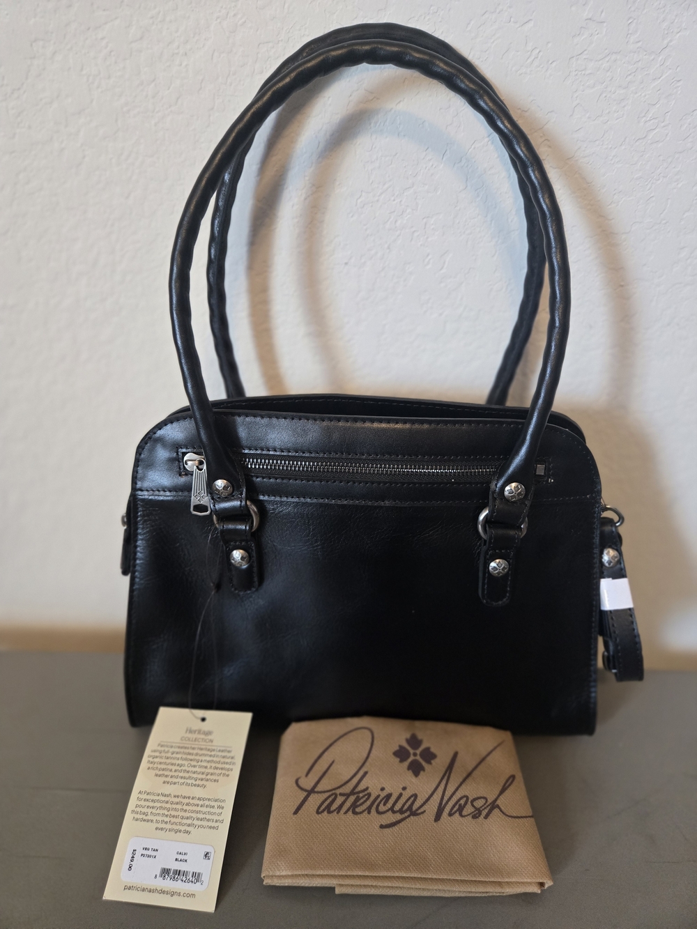 Patricia Nash Black Leather Shoulder Bag